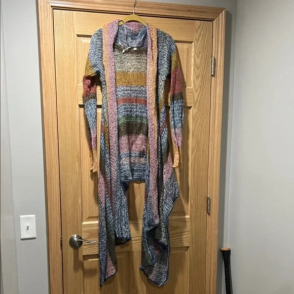 Anthropology knitted and knotted Multi-Color Striped Open-Front Women's Cardigan - Picture 1 of 7